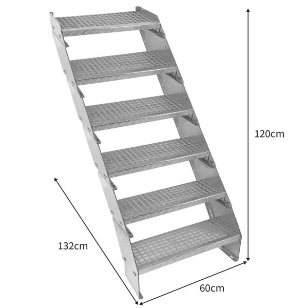 Monstershop Adjustable 6 Section Galvanised Staircase - 600mm Wide