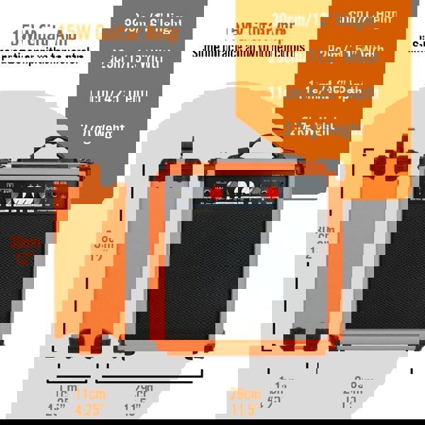 3rd Avenue 15 Watt Electric Guitar Amp#Colour_Orange