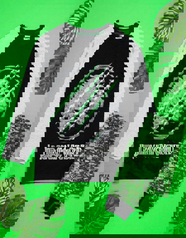 Jurassic World Boys Black Camo Logo Print Long Sleeve Long Leg Pyjama Set