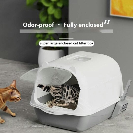 Havendro Extra Large Open Cat Litter Tray High Sided Deep Jumbo Rim Pan Box Loo Toilet