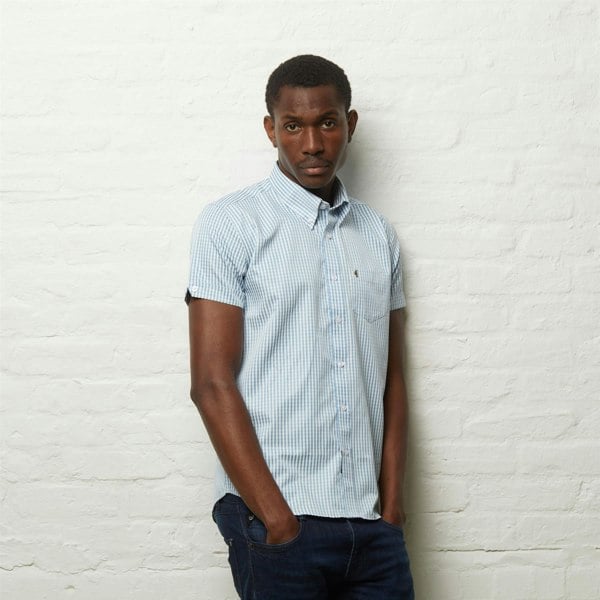 Gabicci V54GW02 Mens Fraser Short Sleeve Gingham Shirt Gabicci Vintage - AQUA