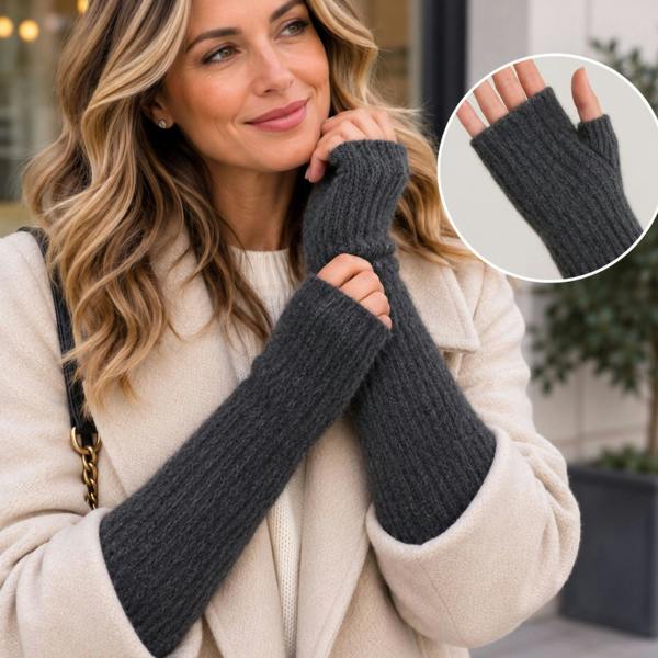 Love EMVY Ladies Long Fingerless Gloves & Mittens with Sparkle Detail