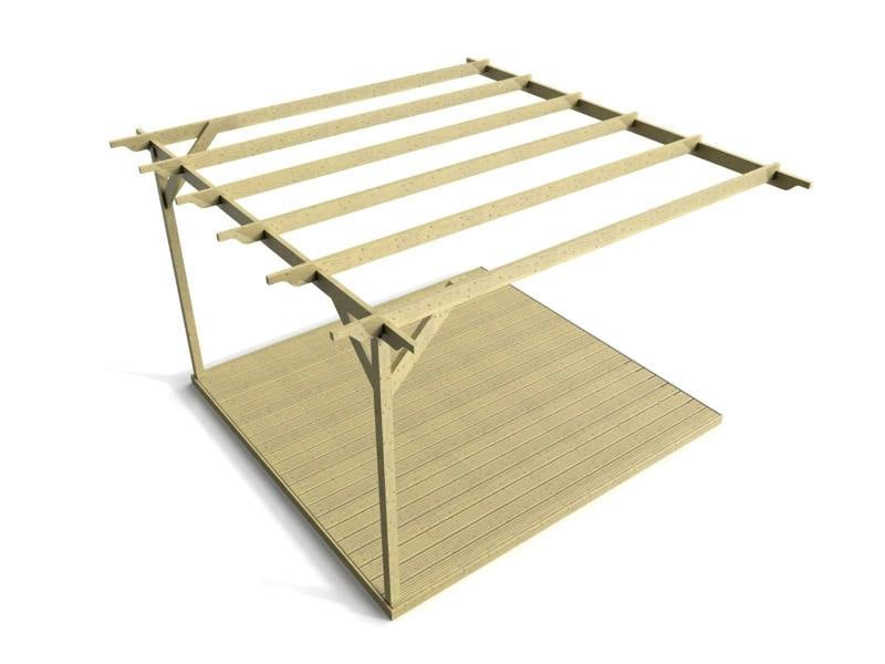 Arbor Garden Solutions Wall Mounted Pergola and Decking Kit Sculpted Design