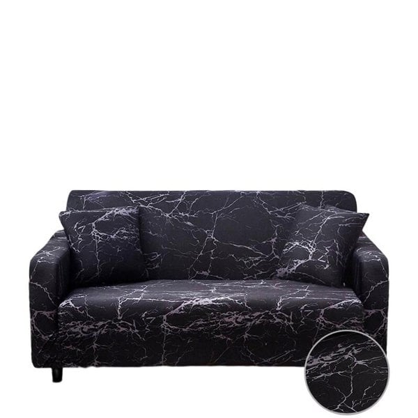 Anyhouz Anyseat 3 Seater Sofa Cover Marble Black Style and Protection For Living Room Sofa Chair Elastic Stretchable Slipcover