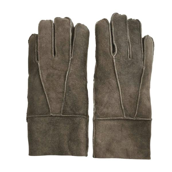 Unisex Suede Leather Shearling Wool Lined Thermal Gloves - Brown - Infinity Leather - 11