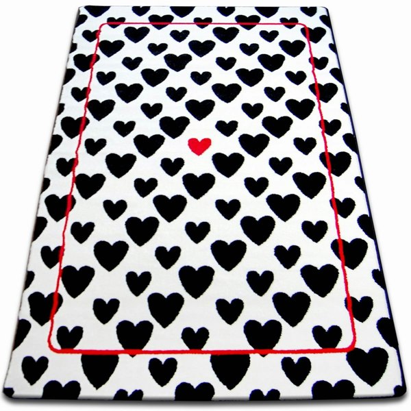 RugsX Sketch Rug - Black & White Hearts