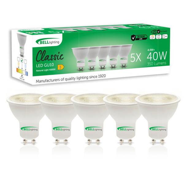 BELL Lighting GU10 Dimmable LED Spotlight 4.4W Energy Saving Light Bulbs