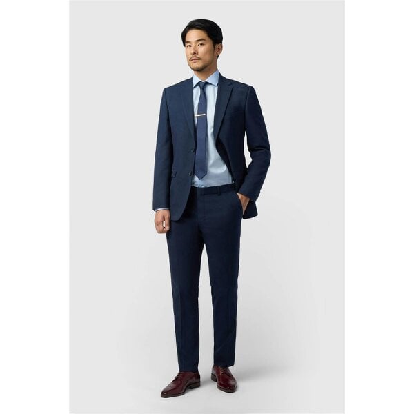 Limehaus Regular Fit Navy Stretch Trousers