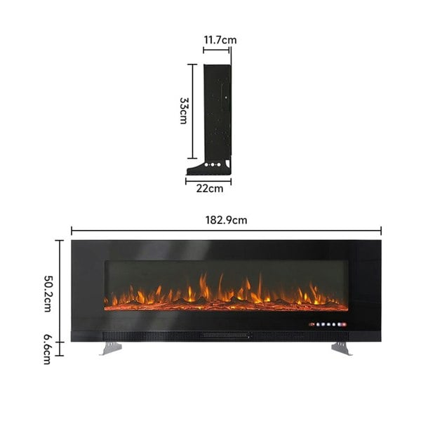 72 inch Wall Mounted Electric Fireplaces With Remote Control 9 Flame Colours Heater Wall Mounted Fireplaces Living and Home