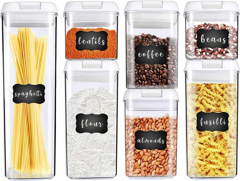 Dyzi 7-Piece White Food Storage Container Set Keep Freshness With Airtight Vacuum Seal