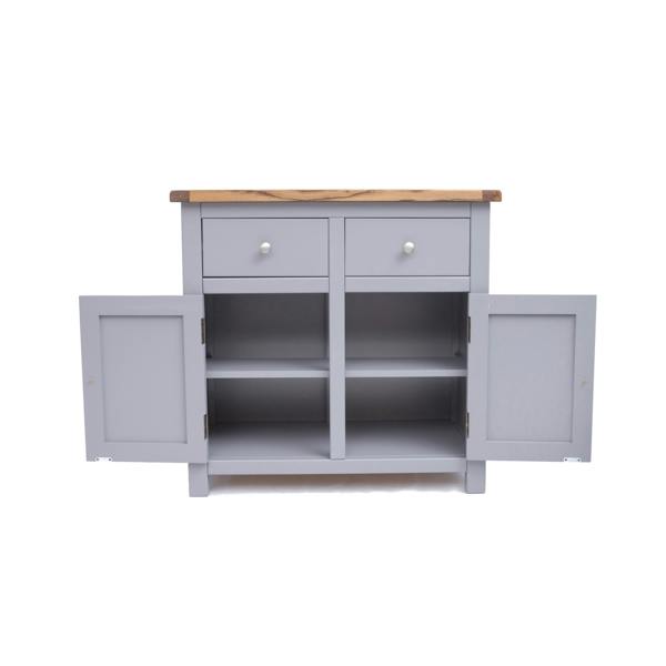 Cabinet Bits Mirano Grey 2 Drawer 2 Door Sideboard Chrome Knob
