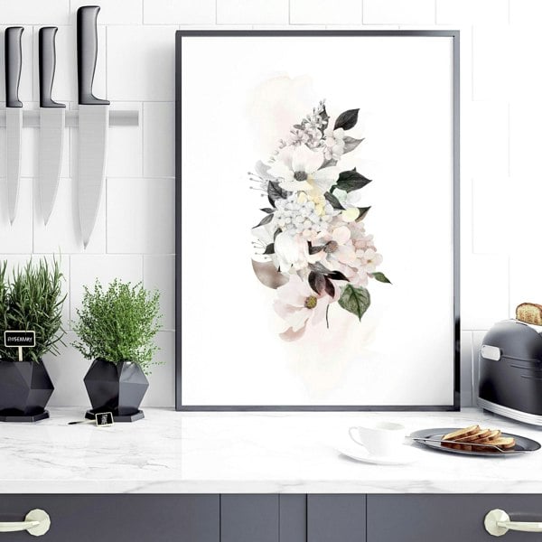 Art for kitchen wall | set of 3 Shabby Chic Floral art prints