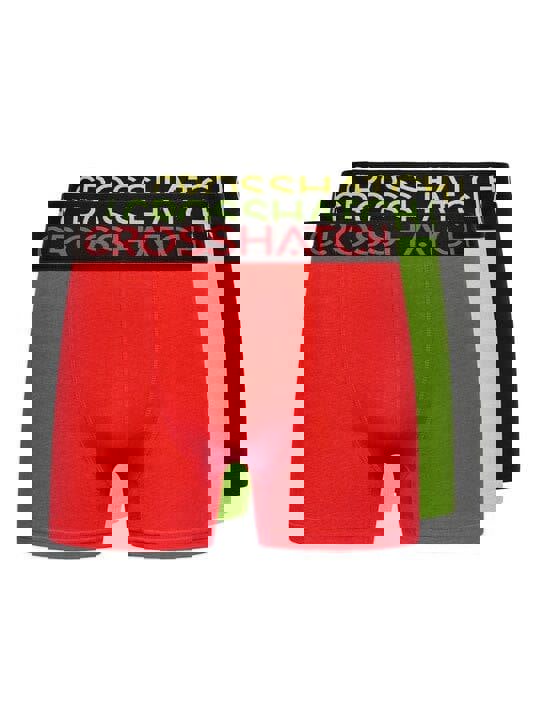 Crosshatch Highlighter Boxers 3pk Green/Red