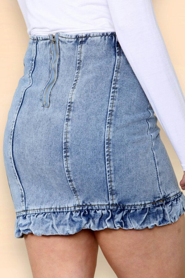 Elaina Fashion Women's Light Wash Seam Detail Denim Mini Skirt 