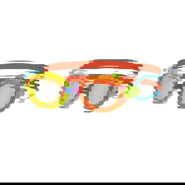 Zoggs Junior Predator goggle with orange, blue, green accents