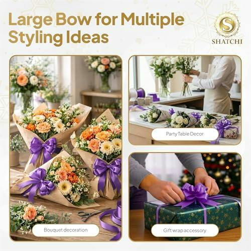 50mm Purple Pull Bows, 10 Pack to 60 Pack Ribbon Gift Bows for Wrapping and Décor image 7