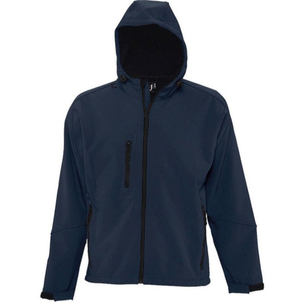 SOLS Mens Replay Hooded Soft Shell Jacket (Breathable, Windproof And Water Resistant) - French Navy
