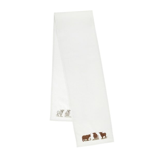 Catherine Lansfield Angus Highland Cow Cotton Dining Table Runner Natural
