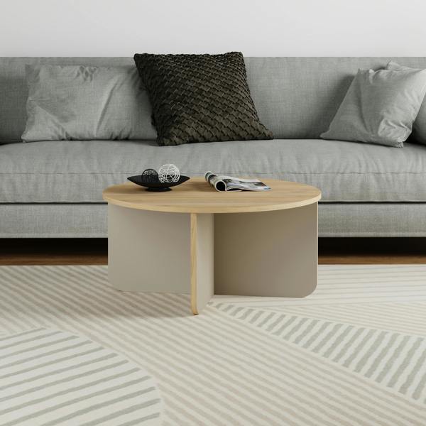 Decortie Hillary Modern Round Soft Coffee Table 80cm Circle Centre Table Curved Design Legs for Living Room,Office