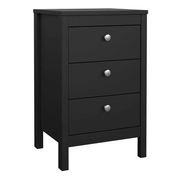 Wyld Haus Gossmere Matt Black Bedside Table 3 Drawers