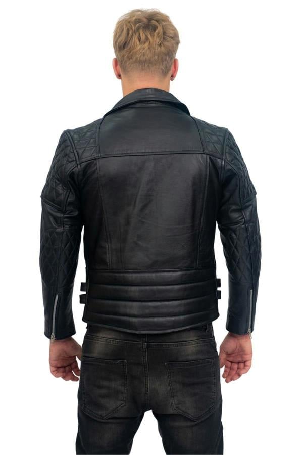 Infinity Leather Mens Cowhide Leather Biker Jacket-Nassau