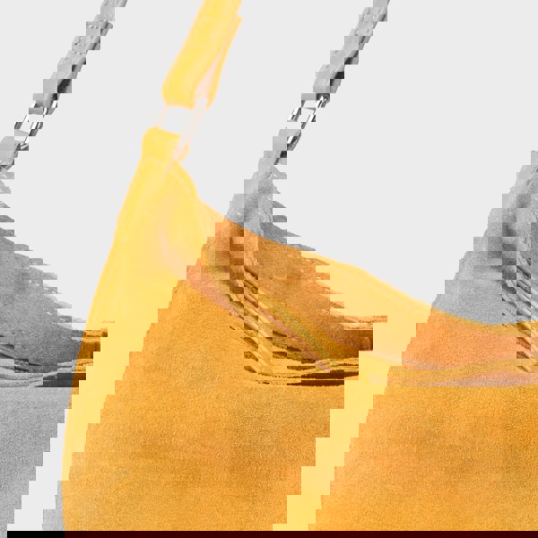 Assots London 'TINA' Mustard Suede Real Leather Unlined Slouchy Shopper Tote Bag