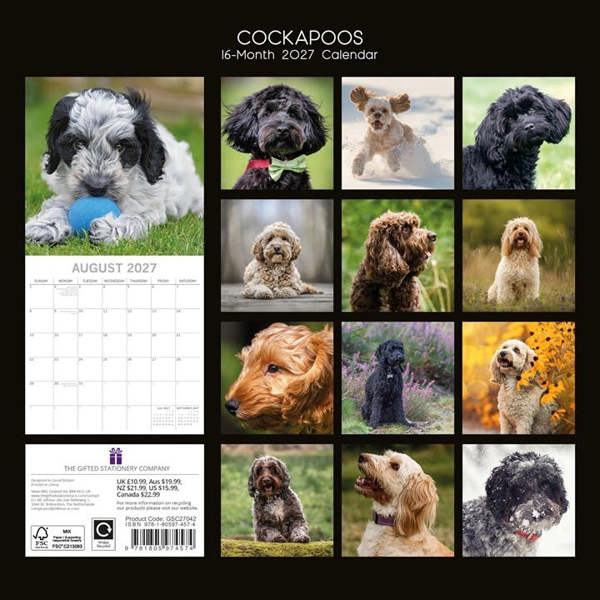 Cockapoos Calendar 2027, Wall Calendars, Month To View, Dogs, Gift