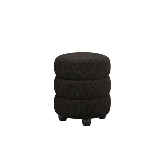 Wyld Haus Antipodes Black Chenille Round 3 Tier Pouffe