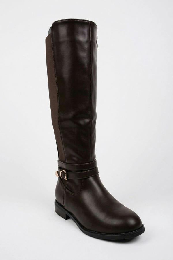 ikrush Mirabel Faux Leather Buckle Strap Knee High Riding Boots