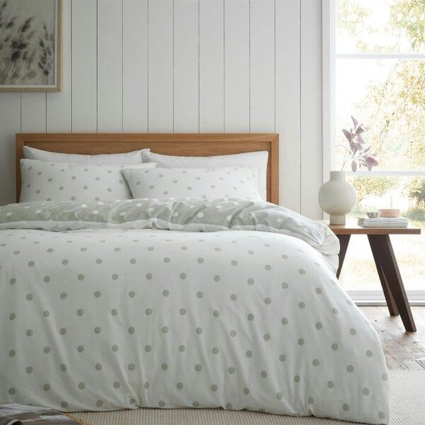 HomeSpace Direct Brushed Polka Dot Green Duvet Cover Set
