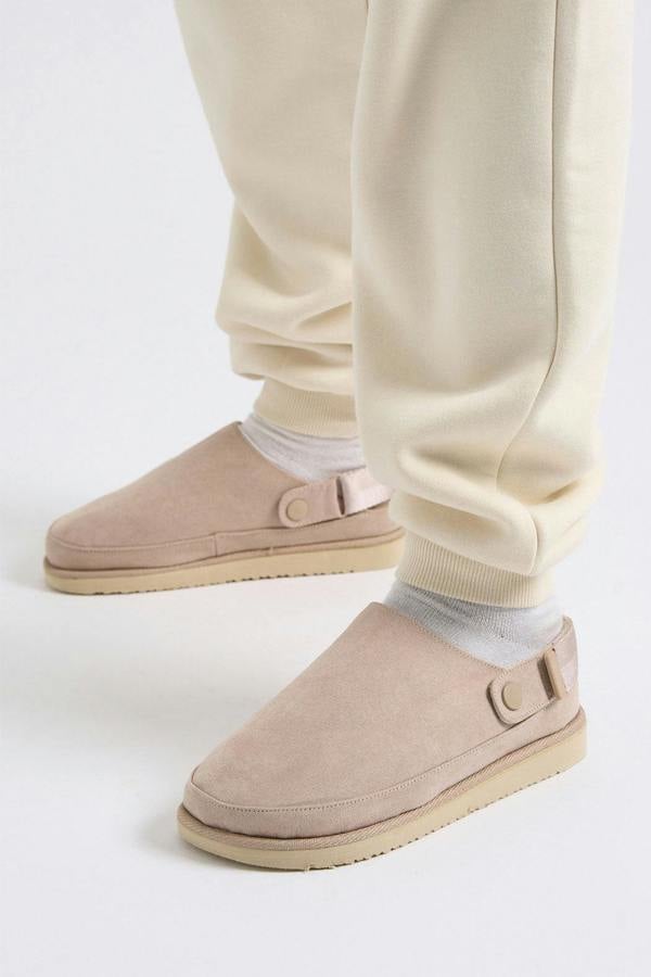 Urban Bliss Beige Chunky Sling Back Clogs