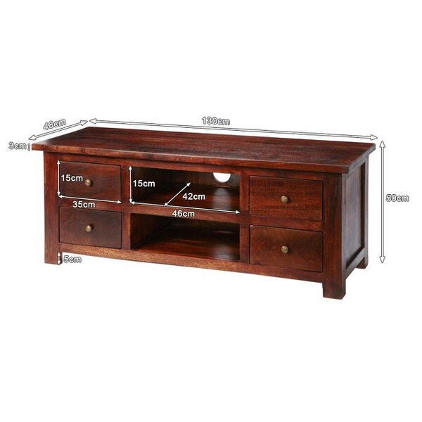 Wyld Haus Oxford Mahogany Mango Wood TV Unit 4 Drawers 2 Shelves