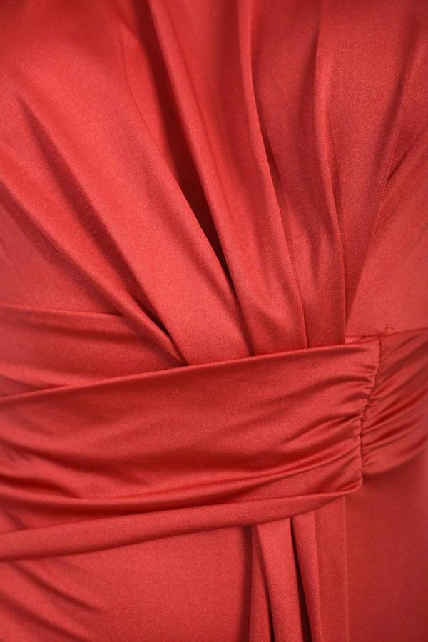 Nadia Sleeveless Gathered Maxi Dress With Drape - Red