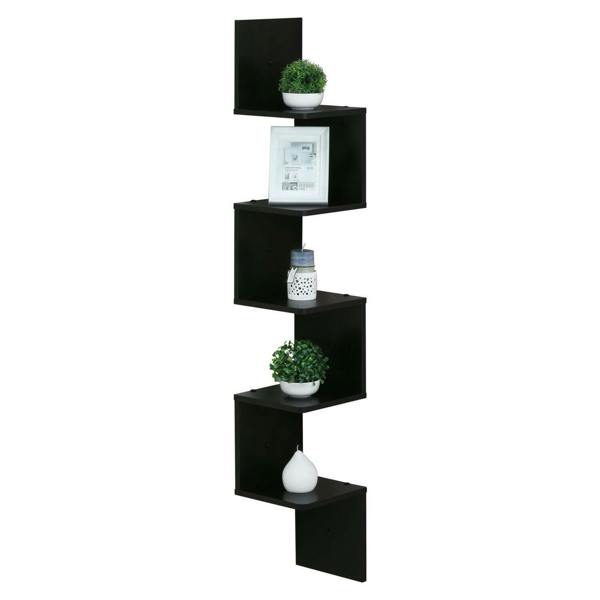 WALPLUS 5 Tier Wall Mount Floating Corner Square Shelf, Espresso perfect for organized storage and display