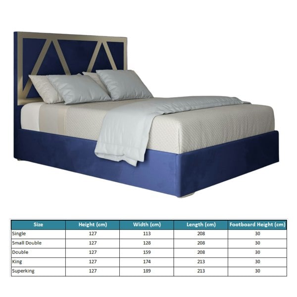 Casa Magna Alison Upholstered Soft Velvet Metal Bed Frame - Blue