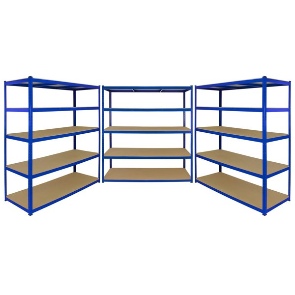 Monster Racking T-Rax 3 x Extra Wide Storage Shelves - Blue (160cm W, 60cm D)