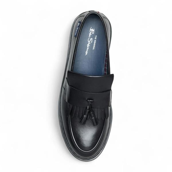Ben Sherman Men's Black Leather Chunky Sole Tassel Loafer Shoes