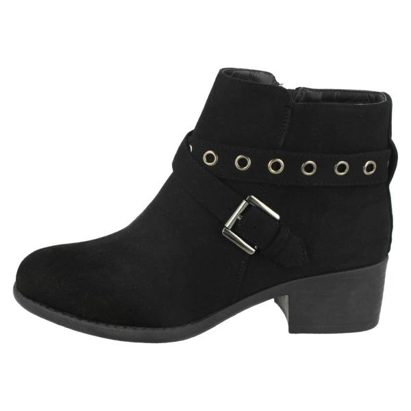 Spot On Ladies Spot On Ankle Boots With Buckle Detail