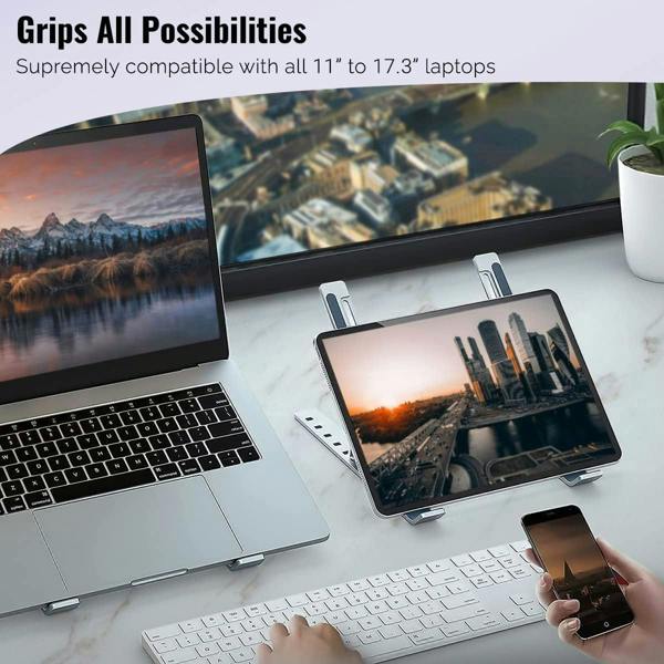 ULTRICS Laptop Stand for Desk, Adjustable Aluminium Laptop Riser with Carry Bag for 10-15.6 inch Laptops