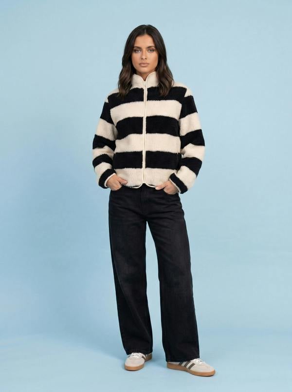 Urban Bliss Stripe Fleece Jacket
