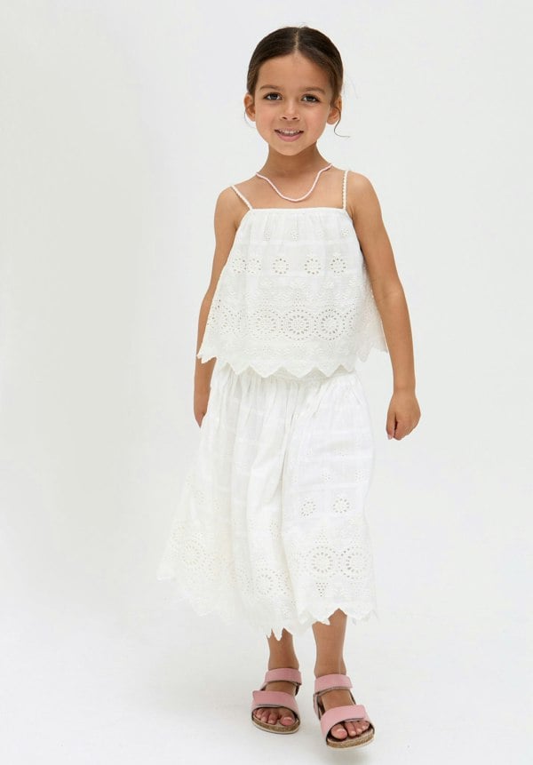 Kids Rufa Spaghetti Strap Windowpane Check cotton Cami In White - image 5