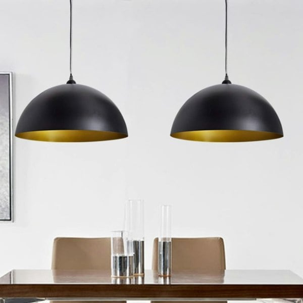 Berkfield Ceiling Lamp 2 pcs Height-adjustable Semi-spherical Black