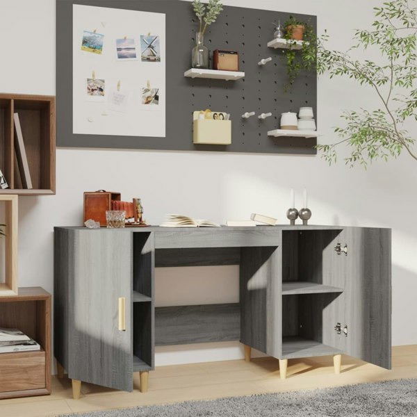 Berkfield Desk Grey Sonoma 140x50x75 cm Engineered Wood