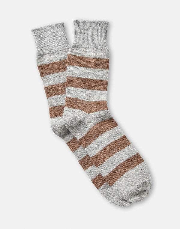 Alpaca Stripe Socks – Cinnamon & Ash - British Boxers