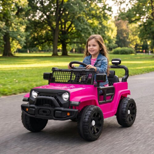 AIYAPLAY 12V Electric Car for Kids with Remote Control, Dual Motors, Pink