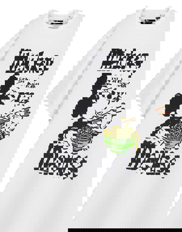 Disney Mickey Mouse Womens White Fresh Noodles Short Sleeved T-Shirt