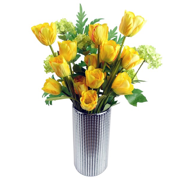 Leaf Pack of 6 x 80cm Artificial Tulip Yellow Stem