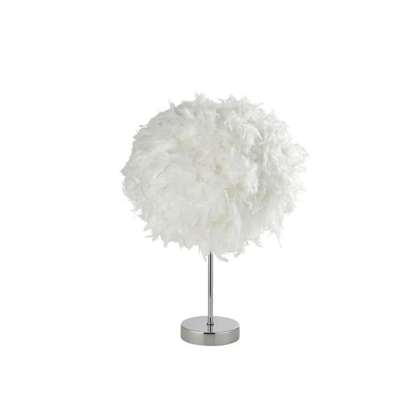 Lighting Collection FEATHER TABLE LAMP WHITE