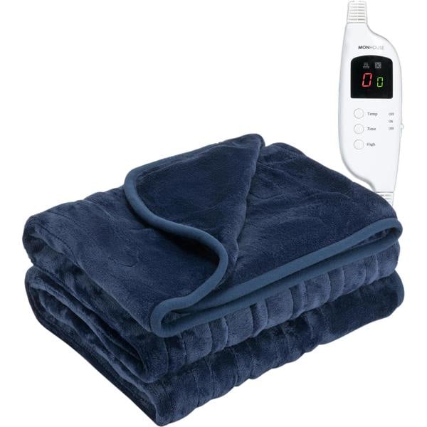 MONHOUSE Heated Electric Throw 9H Timer 9 Heat Setting Fleece Blanket