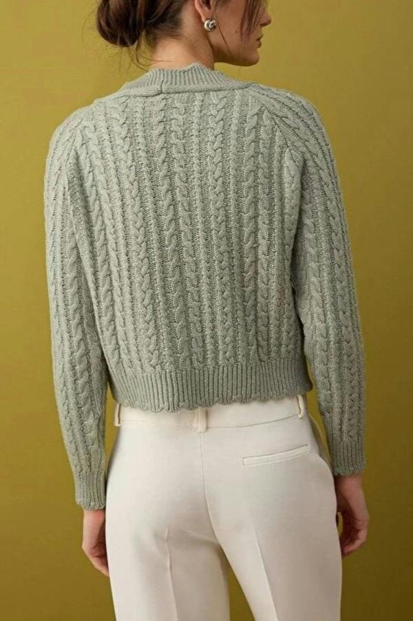WOVCOR Soft Textured Crop Knit Cardigan with Pearl Button Details